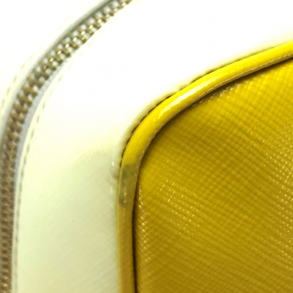 PRADA BL0864 Bicolor Saffiano Bernice Handbag, 2-Way Leather, Yellow, Women's