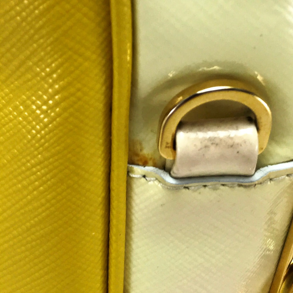 PRADA BL0864 Bicolor Saffiano Bernice Handbag, 2-Way Leather, Yellow, Women's