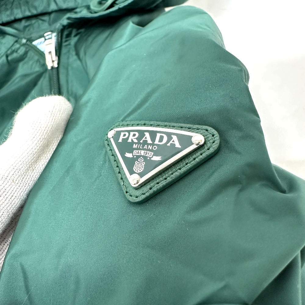 PRADA フード フーディ パーカー 長袖 トライアングルプレート 三角ロゴ ジップアップ アパレル ジャケット ナイロン レディース グリーン - brandshop-reference