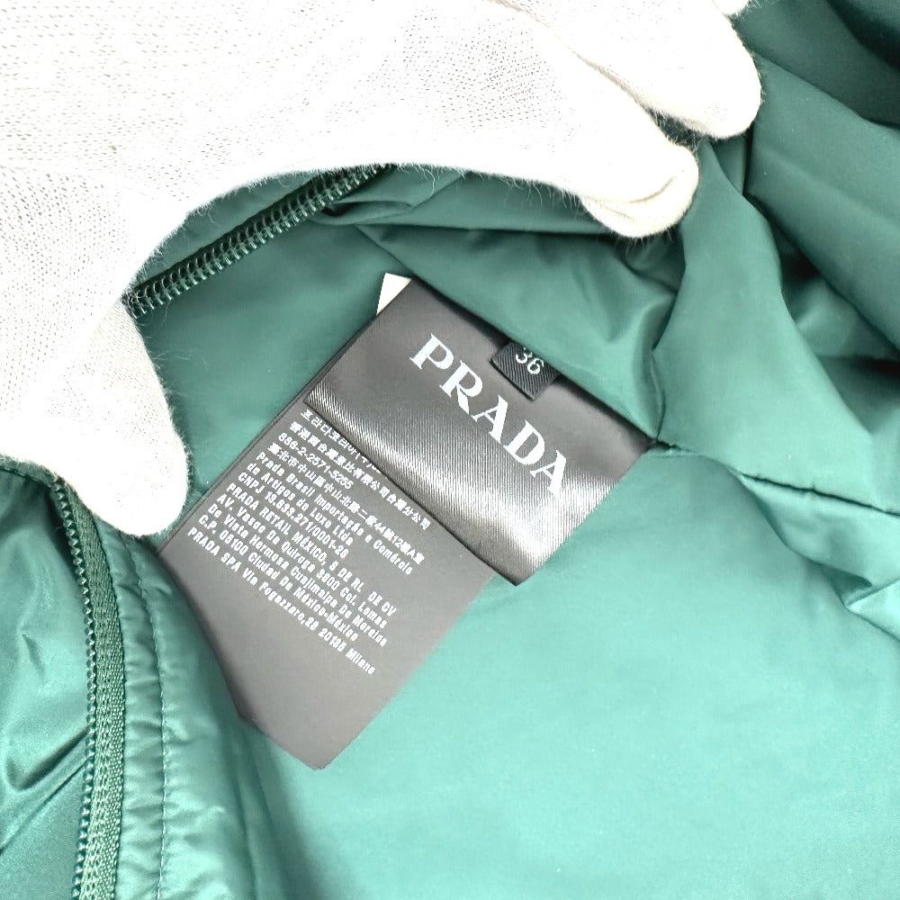 PRADA フード フーディ パーカー 長袖 トライアングルプレート 三角ロゴ ジップアップ アパレル ジャケット ナイロン レディース グリーン - brandshop-reference