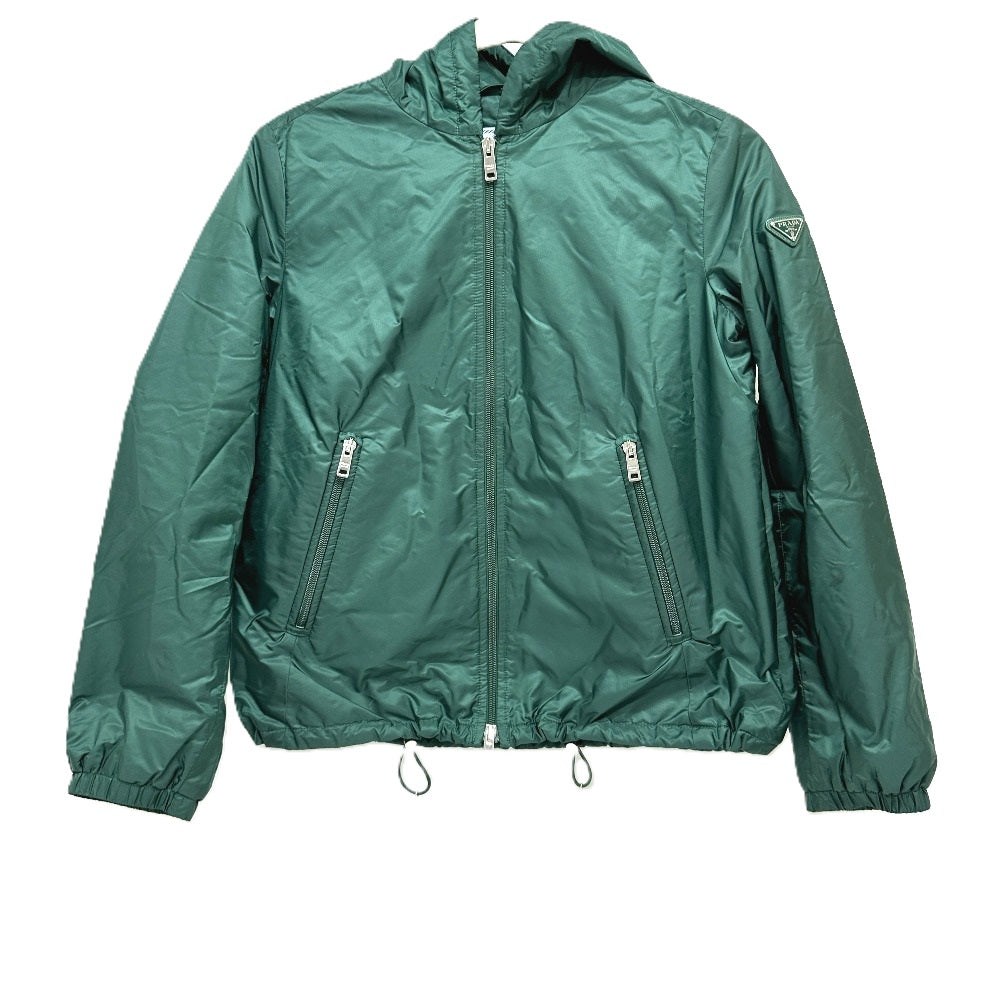 PRADA フード フーディ パーカー 長袖 トライアングルプレート 三角ロゴ ジップアップ アパレル ジャケット ナイロン レディース グリーン - brandshop-reference