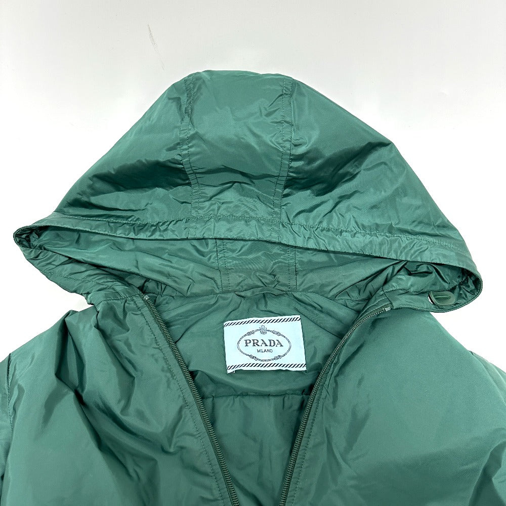 PRADA フード フーディ パーカー 長袖 トライアングルプレート 三角ロゴ ジップアップ アパレル ジャケット ナイロン レディース グリーン - brandshop-reference