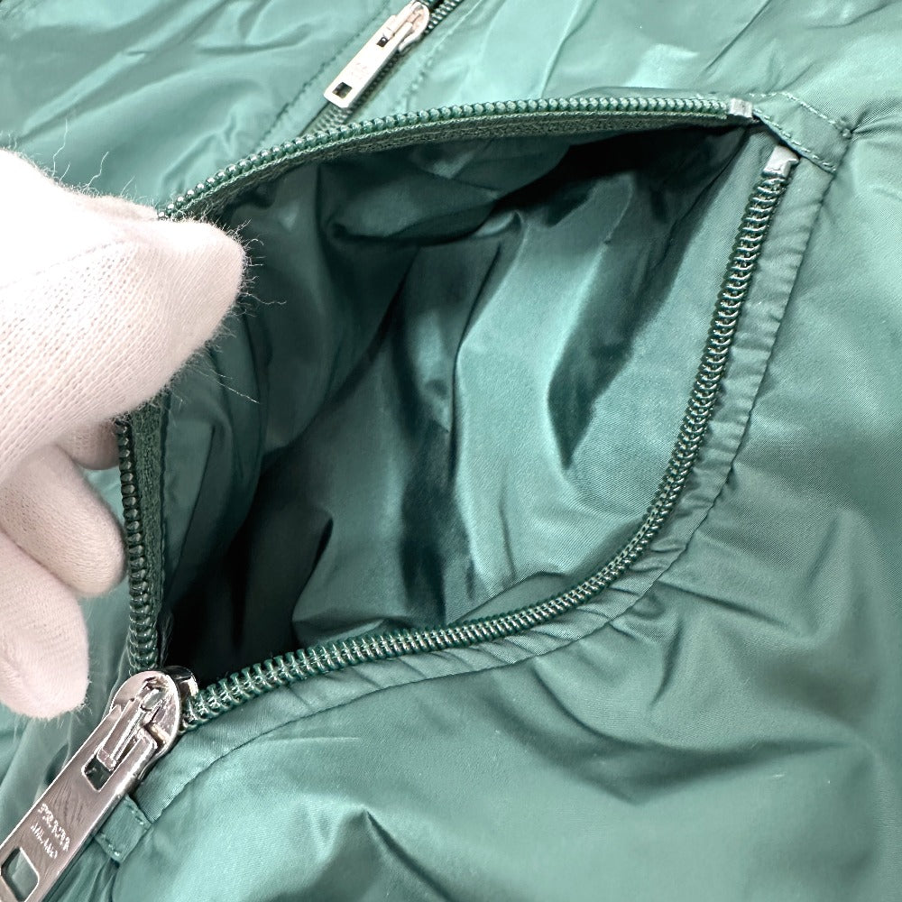 PRADA フード フーディ パーカー 長袖 トライアングルプレート 三角ロゴ ジップアップ アパレル ジャケット ナイロン レディース グリーン - brandshop-reference