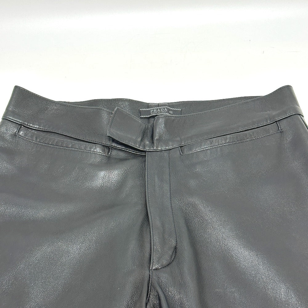 PRADA ライダース アパレル ボトムス マジックテープ レザー パンツ レザー メンズ ブラック - brandshop-reference