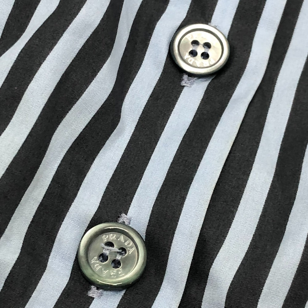 PRADA stripe Sleeveless flared knee-length dress (apparel) Dress cotton blue/Black Used