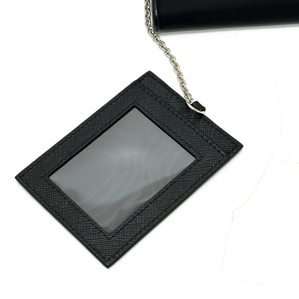 PRADA 1MH132 Triangle Logo Plate Wallet Long Wallet with Pass Case Flap Bifold Wallet Nylon Women's Black