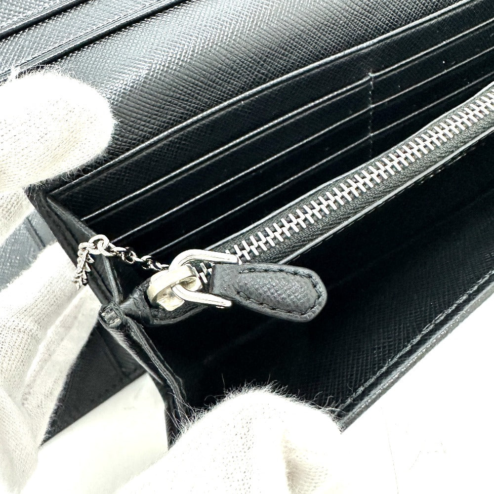 PRADA 1MH132 Triangle Logo Plate Wallet Long Wallet with Pass Case Flap Bifold Wallet Nylon Women's Black