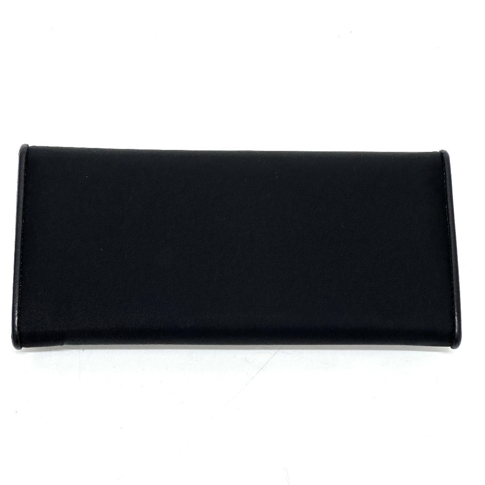 PRADA 1MH132 Triangle Logo Plate Wallet Long Wallet with Pass Case Flap Bifold Wallet Nylon Women's Black
