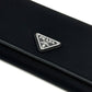 PRADA 1MH132 Triangle Logo Plate Wallet Long Wallet with Pass Case Flap Bifold Wallet Nylon Women's Black