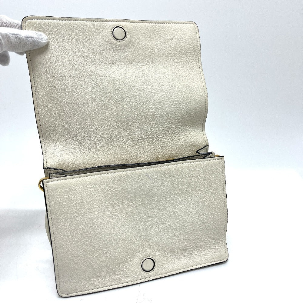 PRADA 1BD159 ロゴ ヴィッテロダイノレザー 2WAY カバン バッグ 斜め掛け フラップ ポシェット ショルダーバッグ レザー レディース ホワイト