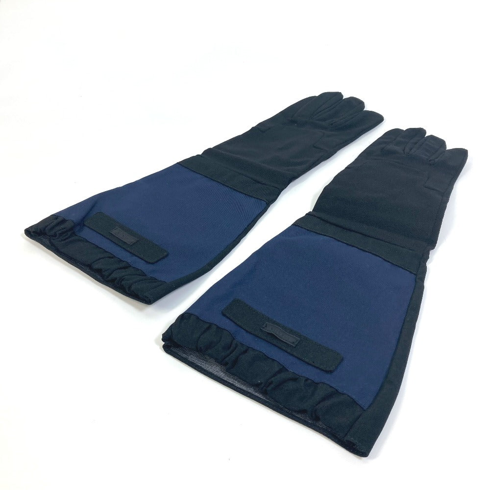PRADA 2G0980 Tessuto GUANTI Logo Long Gloves, Two-Tone Nylon Canvas, Men's, Black