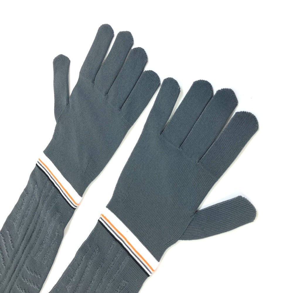 PRADA 27388 Logo Long Gloves, Polyester, Women's, Gray