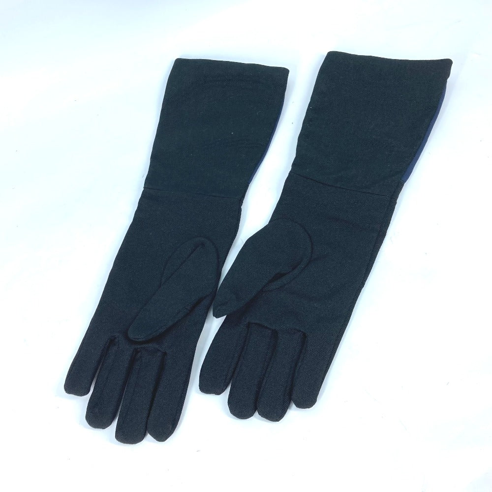 PRADA Logo Long Gloves, Two-Tone Nylon, Women's, Black