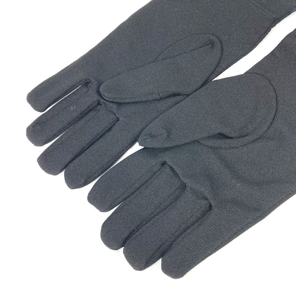 PRADA Logo Long Gloves, Two-Tone Nylon, Women's, Black