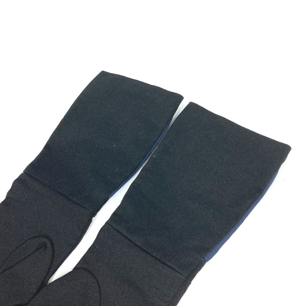 PRADA Logo Long Gloves, Two-Tone Nylon, Women's, Black