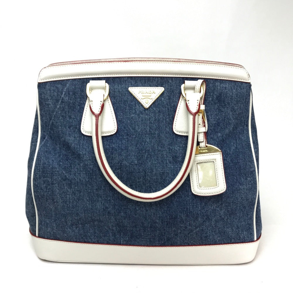 PRADA BN2441 Logo Handbag in Cotton Denim, Blue