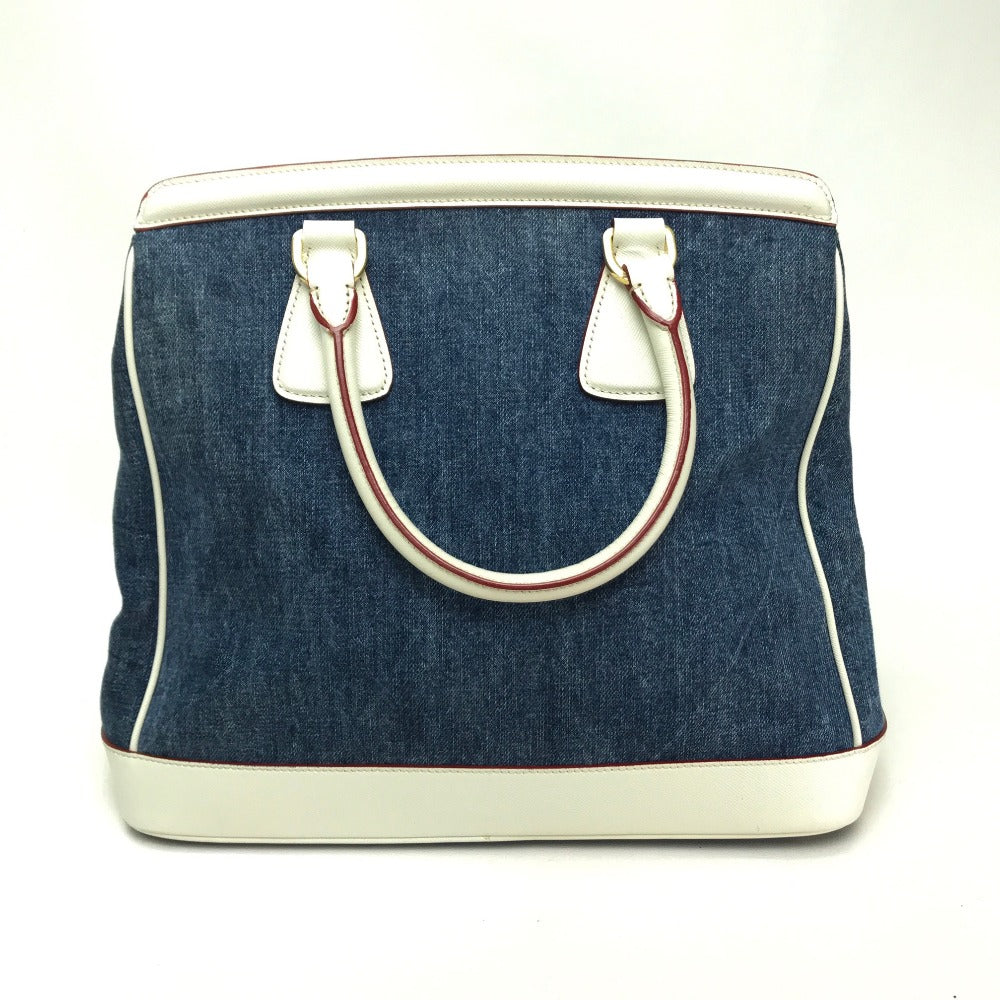 PRADA BN2441 Logo Handbag in Cotton Denim, Blue