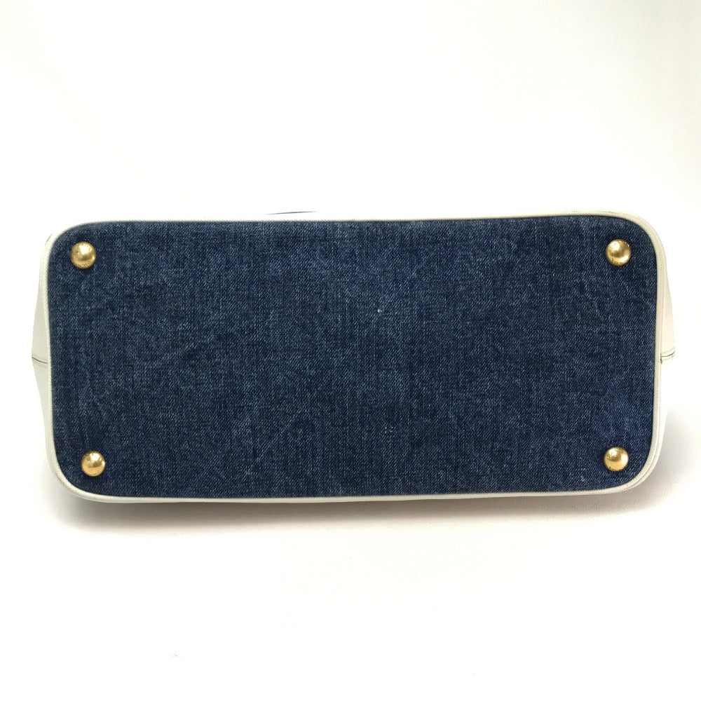 PRADA BN2441 Logo Handbag in Cotton Denim, Blue