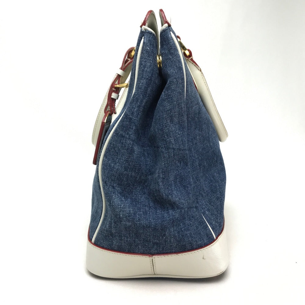 PRADA BN2441 Logo Handbag in Cotton Denim, Blue