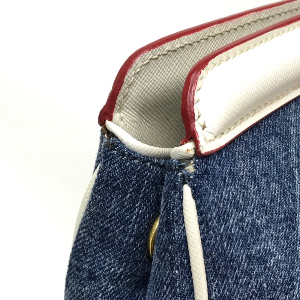 PRADA BN2441 Logo Handbag in Cotton Denim, Blue
