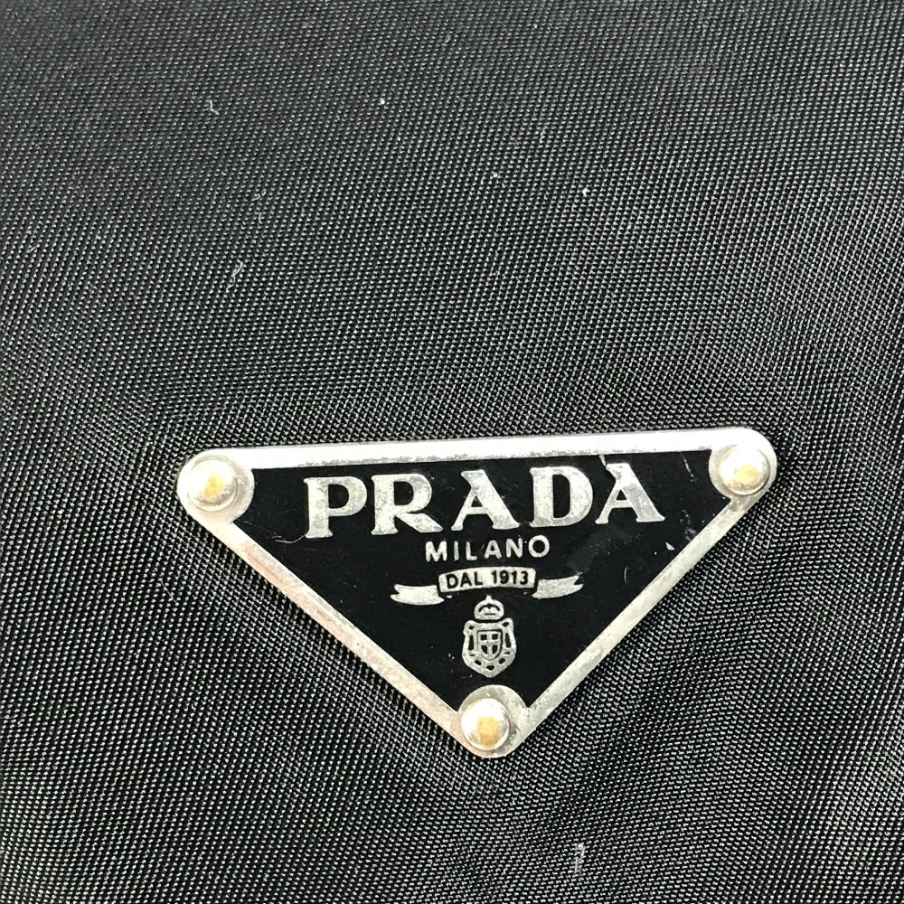 PRADA Two-tone Logo Drawstring Triangle Logo Plaque Tote Bag Shoulder Bag Handbag Enamel Women's Black
