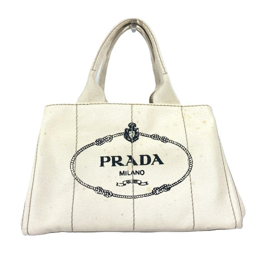PRADA BN1877 カナパ ハンドバッグ カバン トートバッグ キャンバス レディース ホワイト系 - brandshop-reference