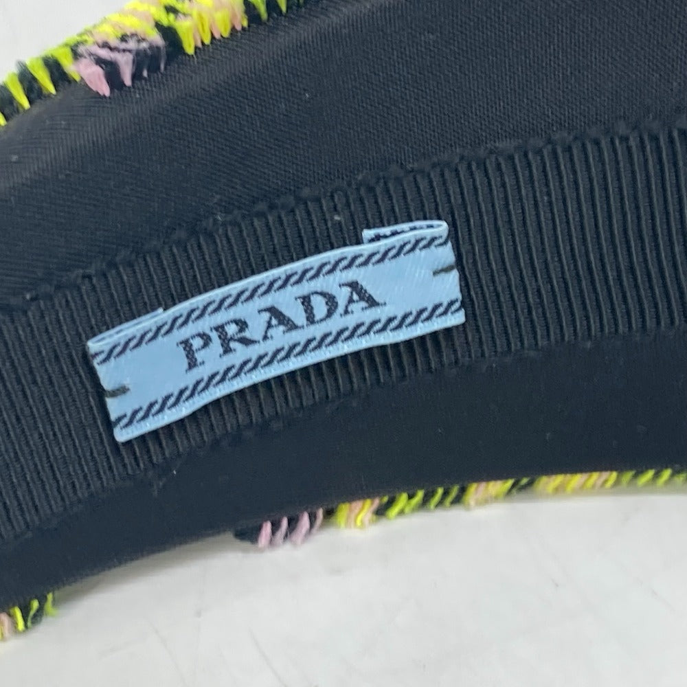 PRADA パイル トライアングルロゴ 三角ロゴ プレート ヘアアクセサリー ヘアバンド ヘッドバンド カチューシャ ナイロン レディース イエロー