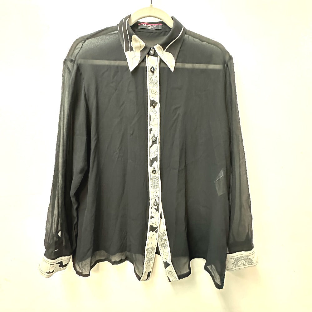 LEONARD トップス アパレル シャツ ボタン 花柄 フラワー アパレル シースルー 長袖シャツ シルク レディース - brandshop-reference