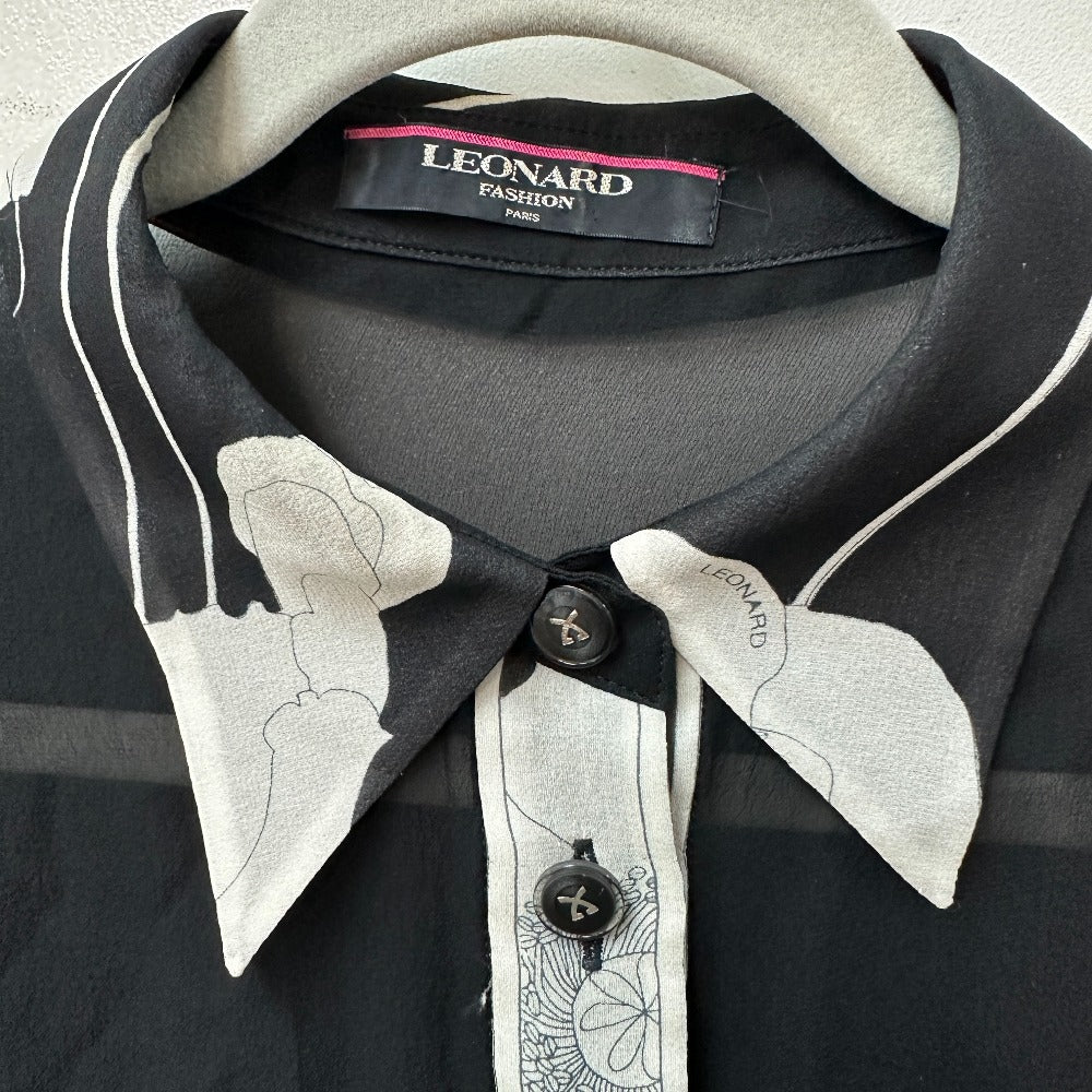 LEONARD トップス アパレル シャツ ボタン 花柄 フラワー アパレル シースルー 長袖シャツ シルク レディース - brandshop-reference