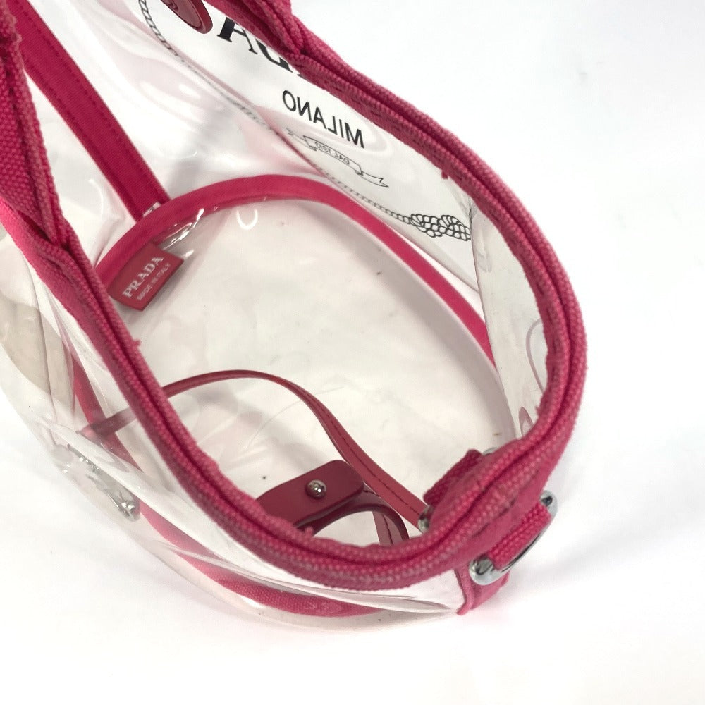 PRADA ビーチバッグ ポーチ付き ロゴ カナパ 2WAYバッグ ショルダーバッグ ハンドバッグ トートバッグ ビニール レディース ピンク - brandshop-reference