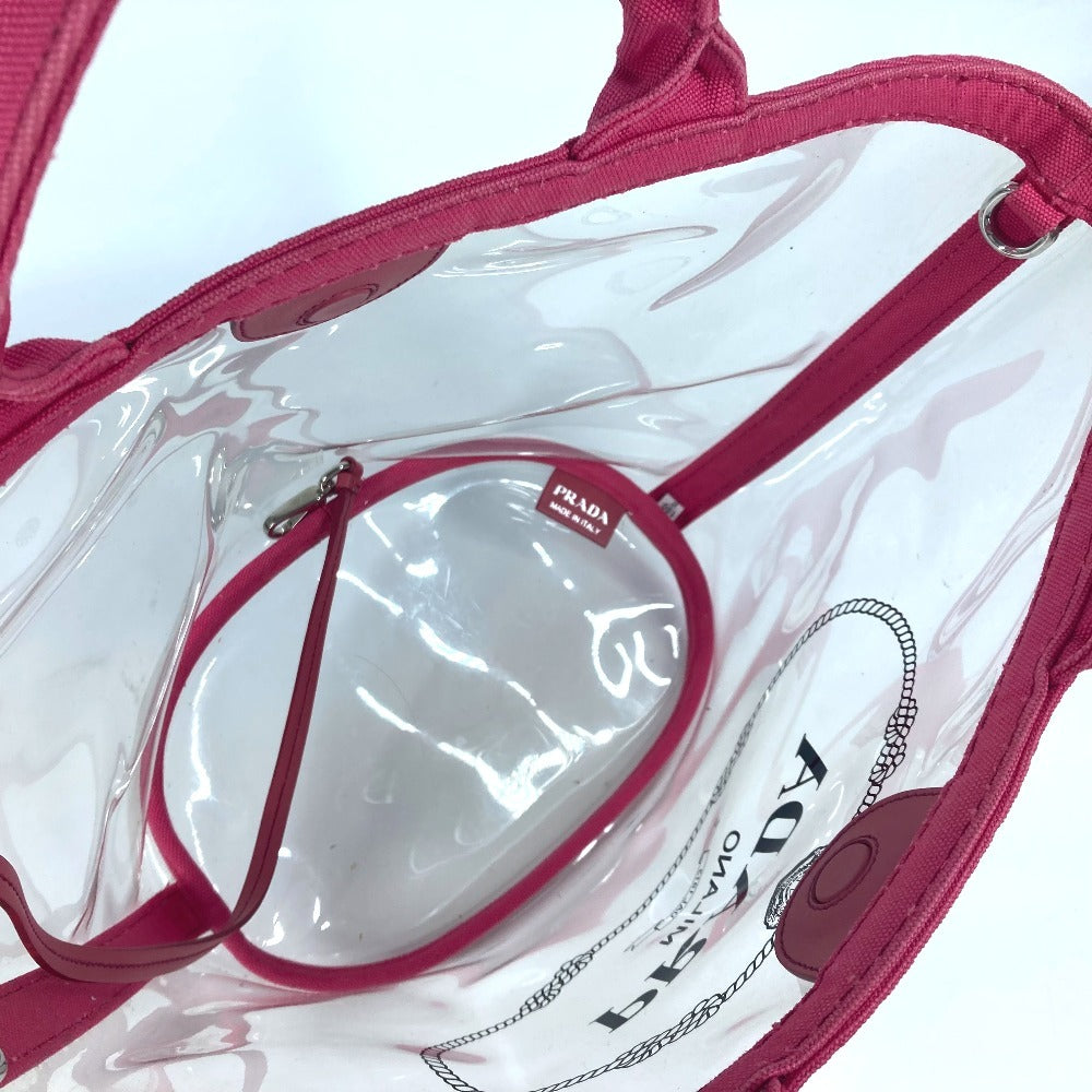 PRADA ビーチバッグ ポーチ付き ロゴ カナパ 2WAYバッグ ショルダーバッグ ハンドバッグ トートバッグ ビニール レディース ピンク - brandshop-reference