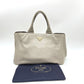 PRADA BN1872 Logo Canapa Bag Handbag Large Capacity Tote Bag Leather Women's Gray
