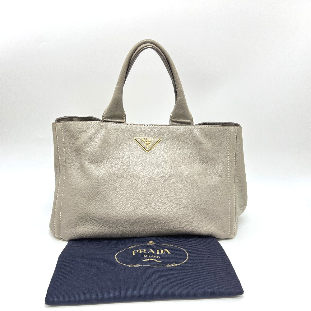 PRADA BN1872 Logo Canapa Bag Handbag Large Capacity Tote Bag Leather Women's Gray