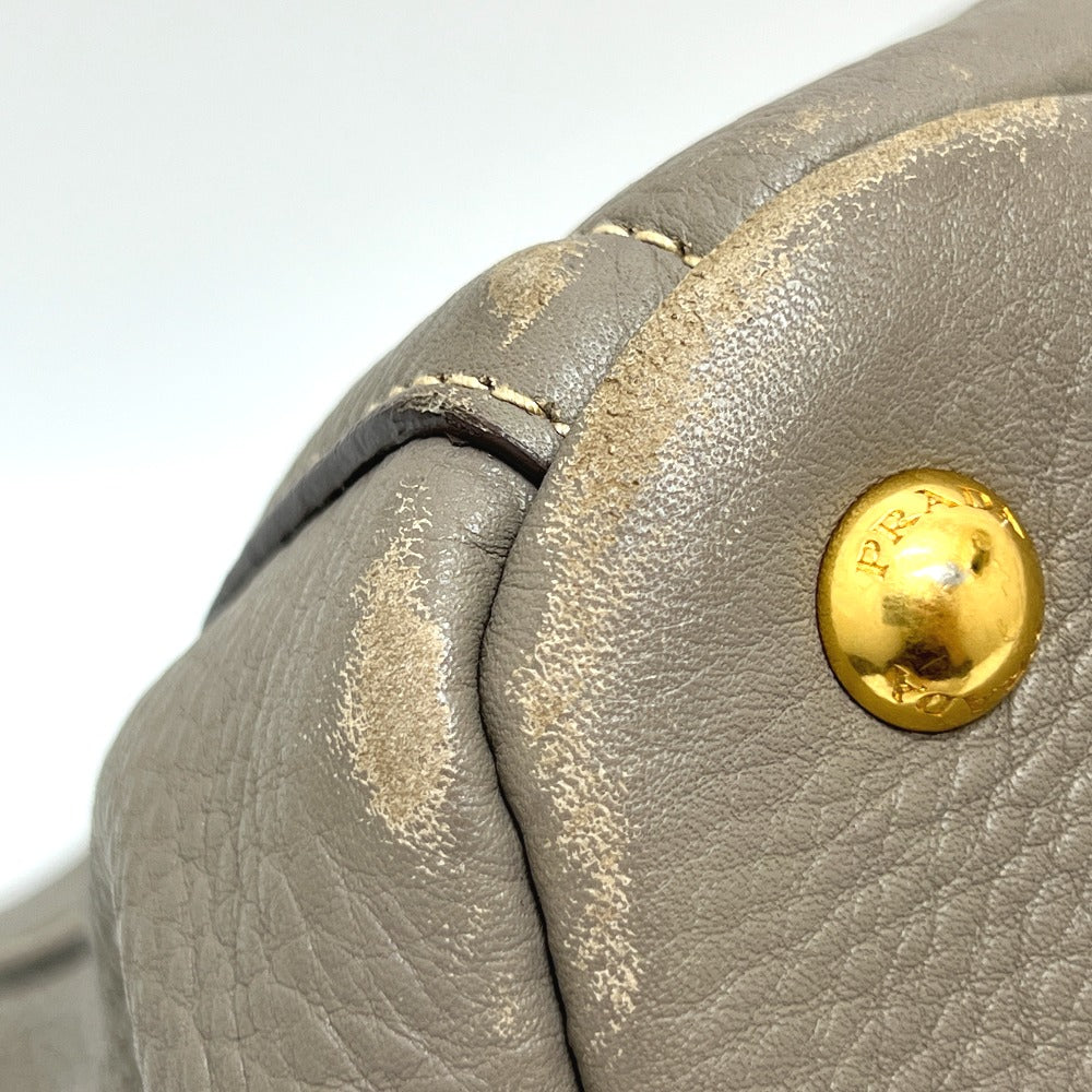 PRADA BN1872 Logo Canapa Bag Handbag Large Capacity Tote Bag Leather Women's Gray