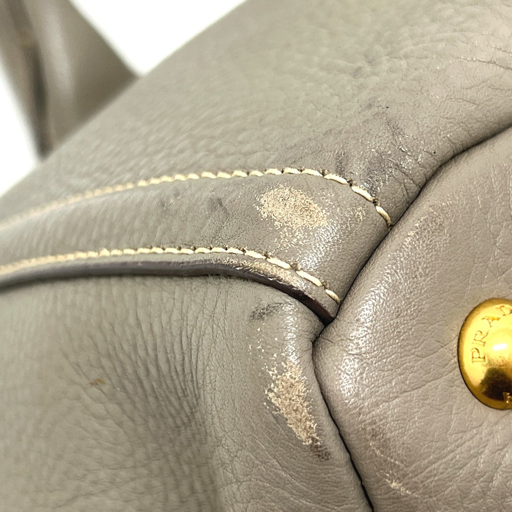 PRADA BN1872 Logo Canapa Bag Handbag Large Capacity Tote Bag Leather Women's Gray