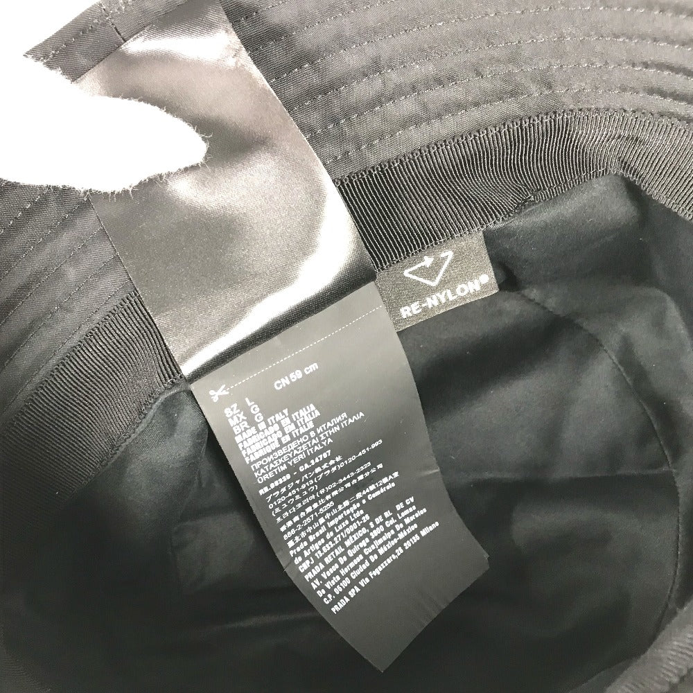 PRADA 1HC137 Logo Studded Bucket Hat, Bob Hat, Nylon, Men's, Black