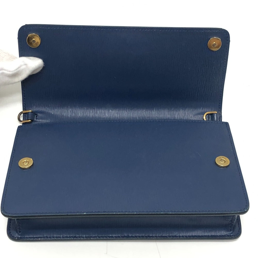 PRADA 1BP016 Bag Logo Wallet Mini Bag Party Bag Pochette Wallet Shoulder Bag Leather Women's Blue