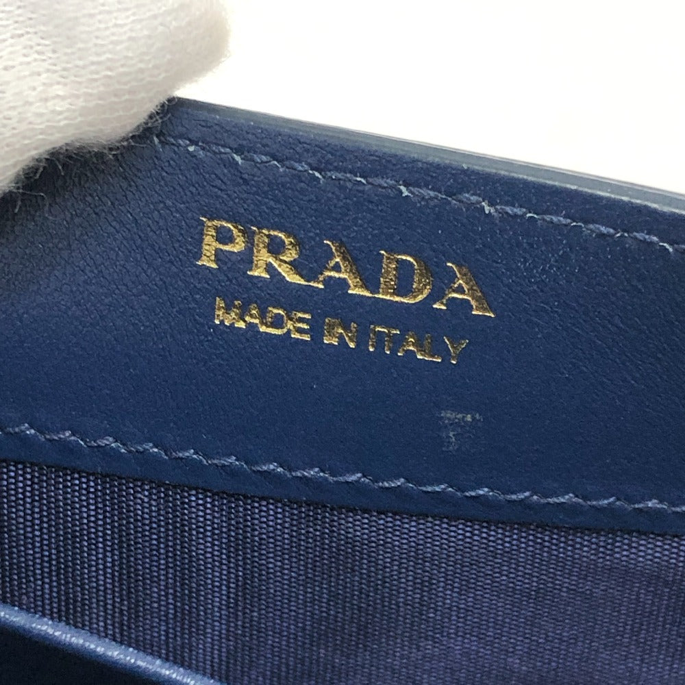 PRADA 1BP016 Bag Logo Wallet Mini Bag Party Bag Pochette Wallet Shoulder Bag Leather Women's Blue
