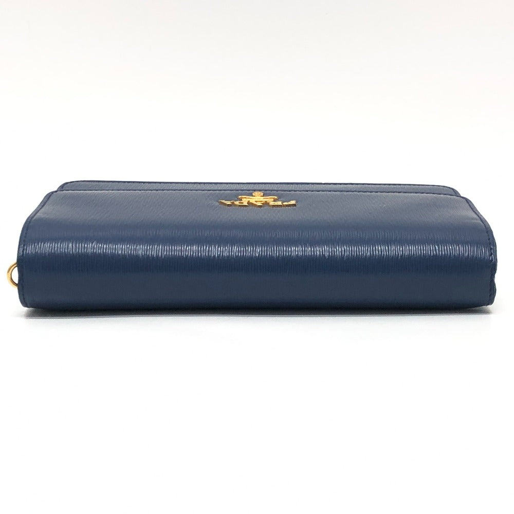 PRADA 1BP016 Bag Logo Wallet Mini Bag Party Bag Pochette Wallet Shoulder Bag Leather Women's Blue