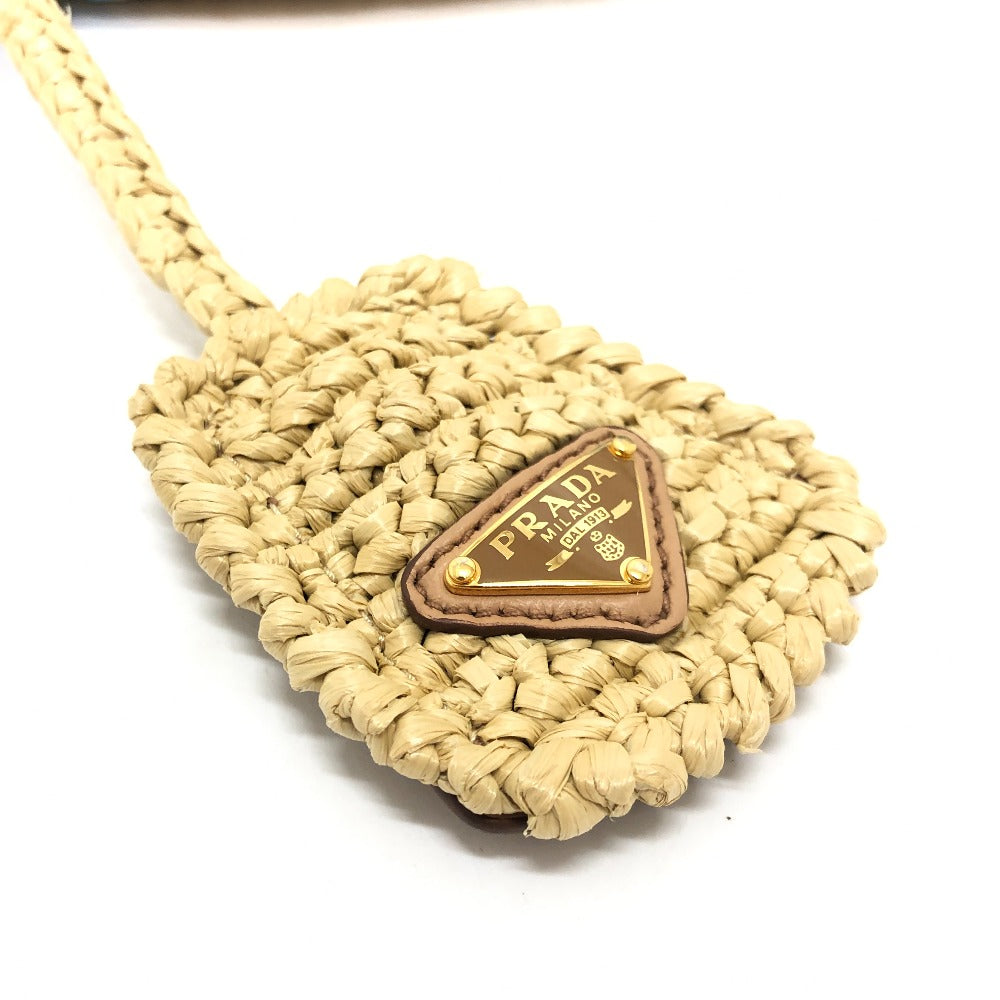 Prada 1BG454 Logo St. Barths Island Limited Bag Kecil Beg Tangan Kembali Tangan Raffia Ladies Beige