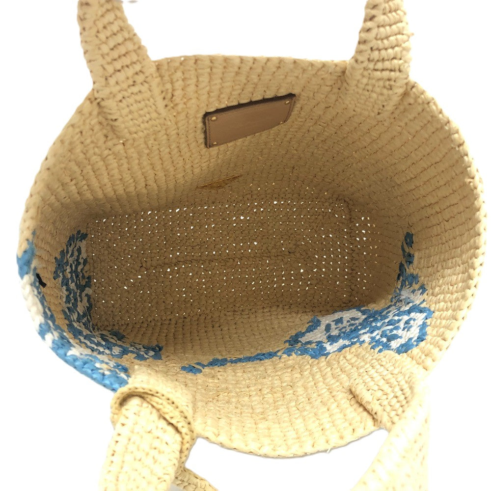 Prada 1BG454 Logo St. Barths Island Limited Bag Kecil Beg Tangan Kembali Tangan Raffia Ladies Beige