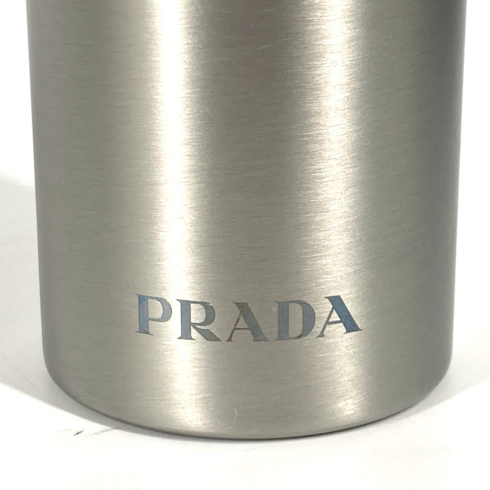 PRADA 持ち手つき ロゴ ウォーターボトル 水筒 タンブラー SS レディース シルバー