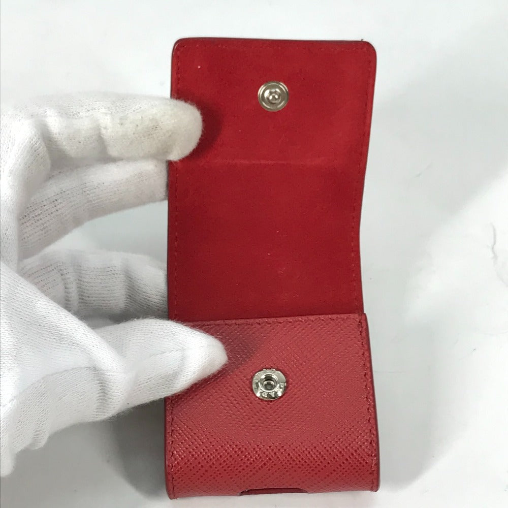 PRADA 2TT106 Triangle Logo Plate Case for Apple AirPods Earphones, Saffiano Leather, Red, Women's