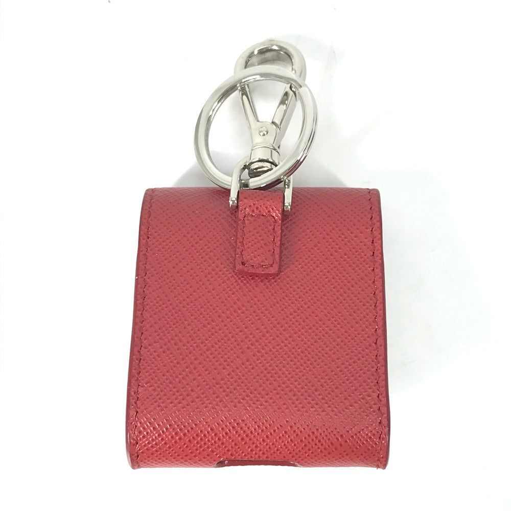 PRADA 2TT106 Triangle Logo Plate Case for Apple AirPods Earphones, Saffiano Leather, Red, Women's
