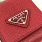 PRADA 2TT106 Triangle Logo Plate Case for Apple AirPods Earphones, Saffiano Leather, Red, Women's
