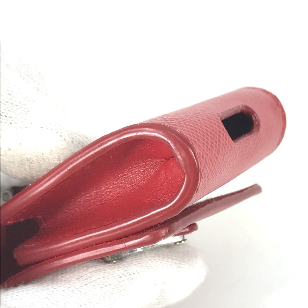PRADA 2TT106 Triangle Logo Plate Case for Apple AirPods Earphones, Saffiano Leather, Red, Women's