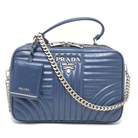PRADA 1BH119 Diagram Bag 2WAY Shoulder Bag Chain Handbag Leather Ladies Blue