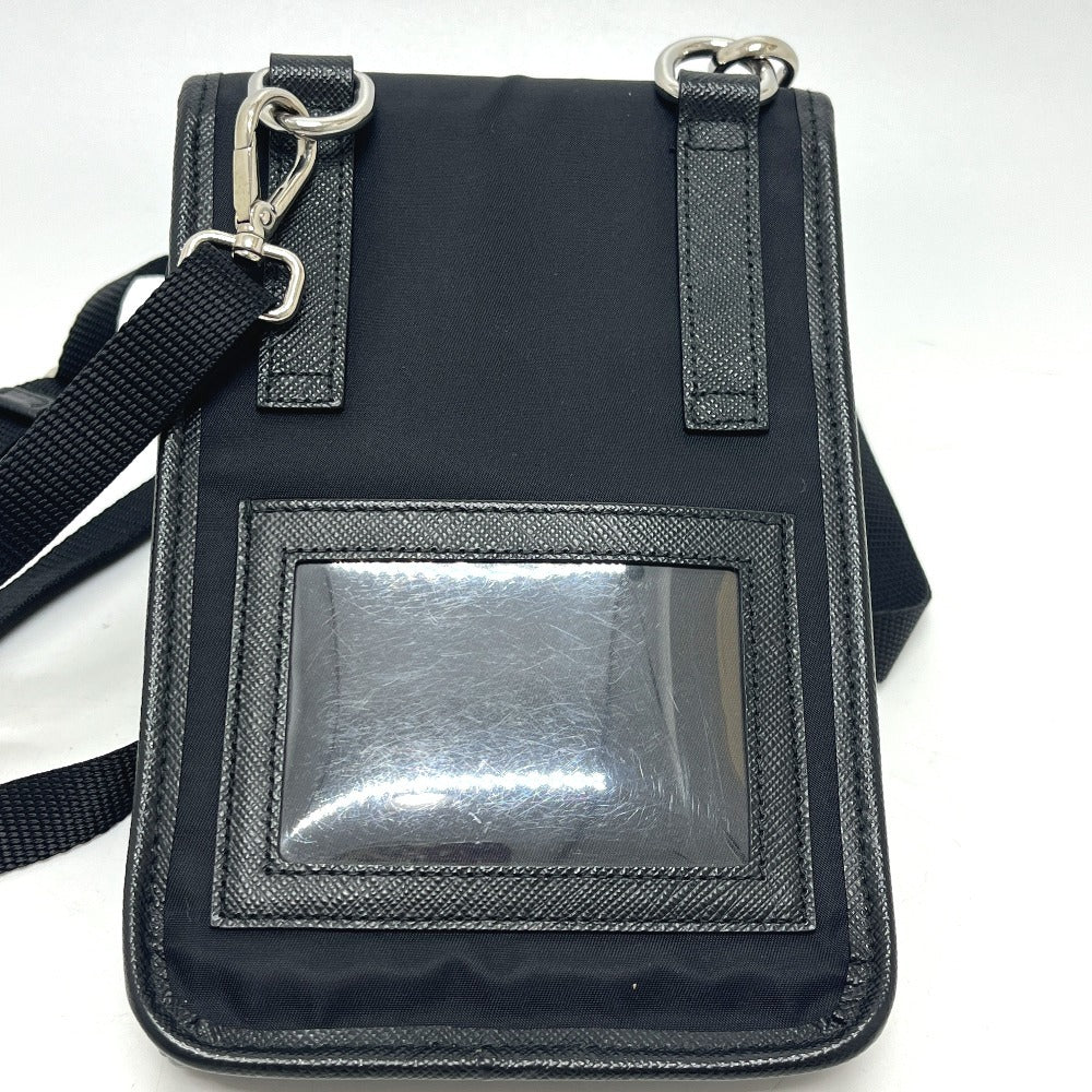 PRADA 2ZH109 スマートフォンケース ポシェット カバン バッグ ショルダーバッグ ナイロン/レザー レディース ブラック