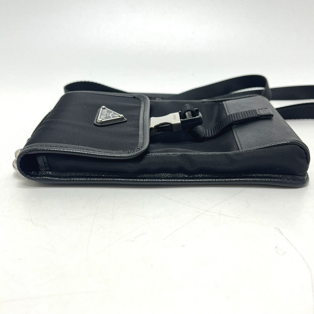 PRADA 2ZH109 スマートフォンケース ポシェット カバン バッグ ショルダーバッグ ナイロン/レザー レディース ブラック