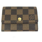 LOUIS VUITTON N61930 Damier Porte Monnaie Plat Wallet/Coin Purse in Damier Canvas, Women's, Ebene Brown